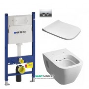 Унітаз підвісний Kolo Modo Rimfree з сидінням інсталяцією Geberit Duofix Delta і клавішею змиву Delta 21 L33120000 + L30115000 + 458.126.00.1 + 115.125.21.1