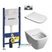 Унитаз подвесной Kolo Modo Rimfree с сидением инсталляцией Geberit Duofix Delta и клавишей смыва Delta 11 L33120000 + L30112000 + 458.126.00.1 + 115.120.21.1