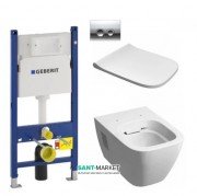 Унитаз подвесной Kolo Modo Rimfree с сидением инсталляцией Geberit Duofix Delta и клавишей смыва Delta 21 L33120000 + L30112000 + 458.126.00.1 + 115.125.21.1