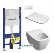 Унітаз підвісний Kolo Modo Rimfree з сидінням інсталяцією Geberit Duofix Delta і клавішею змиву Delta 51 L33120000 + L30115000 + 458.126.00.1 + 115.105.11.1