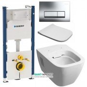 Унитаз подвесной Kolo Modo Rimfree с сидением инсталляцией Geberit Duofix Delta и клавишей смыва Delta 51 L33120000 + L30115000 + 458.126.00.1 + 115.105.21.1