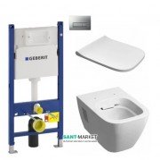 Унітаз підвісний Kolo Modo Rimfree з сидінням інсталяцією Geberit Duofix Delta і клавішею змиву Delta 51 L33120000 + L30115000 + 458.126.00.1 + 115.105.46.1