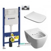 Унітаз підвісний Kolo Modo Rimfree з сидінням інсталяцією Geberit Duofix Delta і клавішею змиву Delta 11 L33120000 + L30115000 + 458.126.00.1 + 115.120.21.1