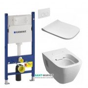 Унитаз подвесной Kolo Modo Rimfree с сидением инсталляцией Geberit Duofix Delta и клавишей смыва Delta 21 L33120000 + L30115000 + 458.126.00.1 + 115.125.11.1