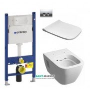 Унітаз підвісний Kolo Modo Rimfree з сидінням інсталяцією Geberit Duofix Delta і клавішею змиву Delta 21 L33120000 + L30115000 + 458.126.00.1 + 115.125.21.1