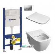 Унітаз підвісний Kolo Modo Rimfree з сидінням інсталяцією Geberit Duofix Delta і клавішею змиву Delta 21 L33120000 + L30115000 + 458.126.00.1 + 115.125.46.1