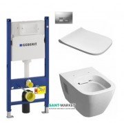 Унітаз підвісний Kolo Modo Rimfree з сидінням інсталяцією Geberit Duofix Delta і клавішею змиву Delta 50 L33120000 + L30115000 + 458.126.00.1 + 115.135.46.1