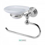 Тримач для рушників з мильницею настінний Tres Retro-Tres хром/білий 12463611