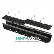 Дренажный канал AlcaPlast 100 мм с металлической рамой и  решеткой из композитного материала С250 AVZ103-R403