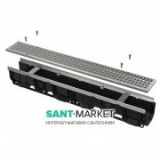 Дренажний канал AlcaPlast 100 мм з металевою рамою і оцинкованою решіткою С250 AVZ103-R104