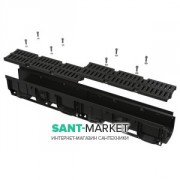 Дренажный канал Alca Plast 100 мм с пластиковой рамой и решеткой из композитного материала В125 AVZ104-R402