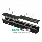 Дренажний канал AlcaPlast 100 мм з металевою рамою і чавунною решіткою D400 AVZ103-R201