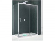 Двері душова Novellini Kali 2P 150 см профіль срібло прозоре скло KALI2P144-1B