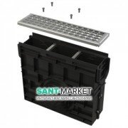 Пескоуловитель для дренажного каналу AlcaPlast AVZ102 з пластиковою рамою і оцинкованою решіткою В125 AVZ102R-R103S