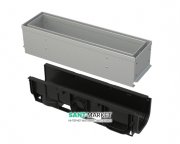 Щелевой дренажный канал AlcaPlast 100 мм с асимметричной надставкой из оцинкованной стали С250 AVZ101S-R121R