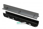 Щелевой дренажный канал AlcaPlast 100 мм с симметричной надставкой из нержавеющей стали С250 AVZ101-R323