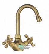 Змішувач для раковини двухвентильний Tres Clasic-Tres врізний бронза 53710401