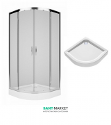 Душова кабіна Kolo Rekord напівкругла 90х90 см з піддоном KOLO First PKPG90222003 + XBN1690000
