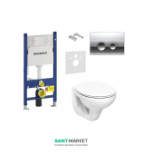 Унитаз Kolo Idol с сидением инсталляцией Geberit Duofix и смывной клавишей Delta 21 M1310002U+458.126.00.1+115.125.21.1
