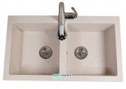 Мойка для кухни прямоугольная двойная Буль-Буль Westeros врезная Магранит песочный 111080007
