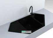 Мийка для кухні трапециевидная Буль-Буль Tirion врізна Маграніт світло-чорний 114010004