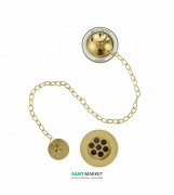 Слив-перелив для ванны Burlington с цепочкой гибкой подводкой и переливной решеткой золото W3 GOL