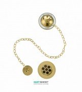 Злив-перелив для ванни Burlington з ланцюжком гнучкою підведенням і переливної гратами золото W3 GOL