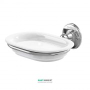 Мыльница для ванной Burlington с крепление к стене латунь/керамика хром/белый A1 CHR