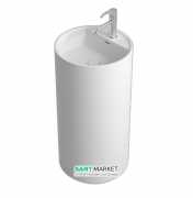 Раковина для ванної окремостояча цільнолита з п'єдесталом IStone Colleen без отвору під змішувач білий