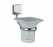 Cтакан для зубних щіток Flab Aida навісний кераміка / латунь білий / хром 372 CHR