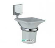 Cтакан для зубных щеток Flab Aida навесной керамика/латунь белый/хром 372 CHR