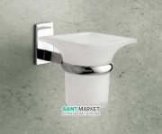 Cтакан для зубних щіток Flab Omega навісний матове скло / латунь хром 122 CHR