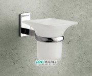 Cтакан для зубних щіток Flab Omega навісний матове скло / латунь хром 122 CHR