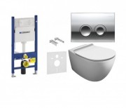 Унітаз підвісний безободковий Simas Vignoni 36,5х56 см білий з кришкою кріпленням і інсталяцією Geberit VI 18 / F 85 + VI 004 + 458.161.21.1