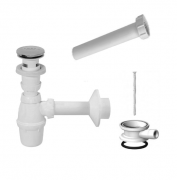 Сифон для раковини Marmorin Klik Klak з переливом білий / хром ZPC