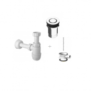 Сифон для раковины Marmorin с донным клапаном с переливом белый/хром ZCCN