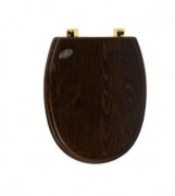 Сидіння з кришкою для унітазу Simas Londra з мікроліфтом дерево горіх петлі золото/ бронза LO 009