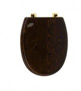 Сидіння з кришкою для унітазу Simas Londra з мікроліфтом дерево горіх петлі золото/ бронза LO 009