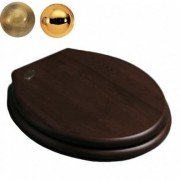 Сидіння з кришкою для унітазу Simas Londra з мікроліфтом дерево горіх петлі золото/бронза LO 009S