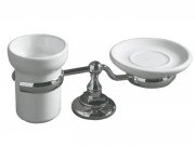 Мильниця зі склянкою Simas Accessori білий/хром 260207