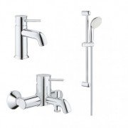 Набор смесителей для ванной Grohe BauClassic с душевым гарнитуром хром 123868S