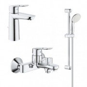 Набор смесителей для ванной Grohe BauLoop с душевым гарнитуром хром 123214M