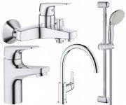 Набір змішувачів для ванної та кухні Grohe BauFlow з душовим гарнітуром хром UA121640K0