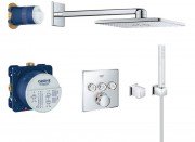 Душова система прихованого монтажу Grohe Grohtherm SmartControl + Rainshower 310 SmartActive Cube з верхнім і ручним душем хром UA3470600A