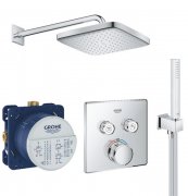 Душевая система скрытого монтажа Grohe Grohtherm SmartControl + Tempesta Cube 250 с верхним и ручным душем хром 26415SC1