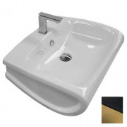 Раковина для ванной Hidra Hi-Line подвесная 65х51,5 см санфаянс черный/золото HI19 020 nero/oro