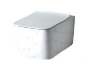 Унітаз підвісний Hidra Faster Kiub Rimless 36,5х54 см санфаянс білий матовий мармур KIWR20 101 white matt marble