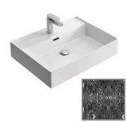 Раковина для ванної Hidra Faster Kiub 61х46 см санфаянс чорний матовий мармур KI60 102 black matt marble