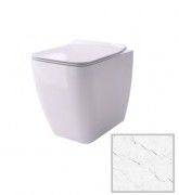 Унитаз напольный Hidra Faster Kiub Rimless 36,5х54 см санфаянс белый матовый мрамор KIR20 101 white matt marble
