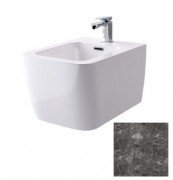 Биде подвесное Hidra Faster Kiub 36,5х54 см санфаянс темно-серый мрамор KIW14 99 ceppo di gre dark